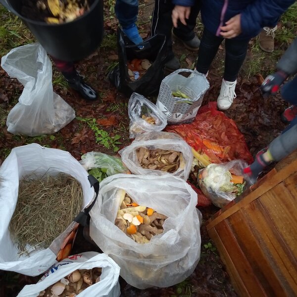 Alunos trabalham o tema de Compostagem na escola de Covas